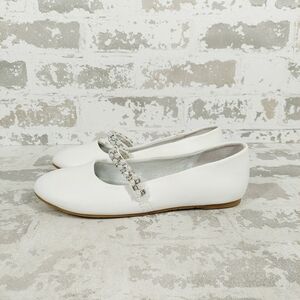 New Nina NATALY Big Girls White Leather Ballet Mary Janes X393